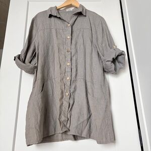 Pure Venice Oversized 100% Linen Shirt - Italy - Large Artsy Effortless Granola